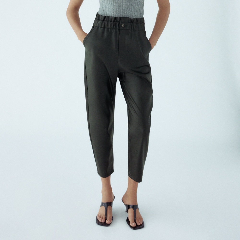 Zara Faux Leather Baggy Pants Black